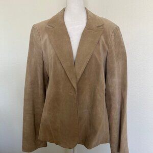 I.E. Blazer Jacket 100% SUEDE Leather Camel Women's Size L
